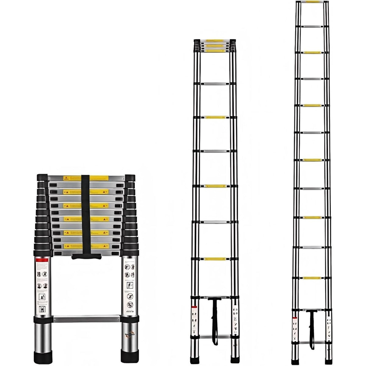 Telescopic Ladder 3.8m 12.5ft Aluminium 13 Step 150kg EN131 Multibao Portable