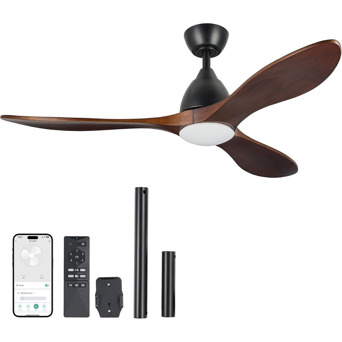 Ceiling Fan with Light 52 Inch Smart Alexa Google App Remote Walnut VONLUCE