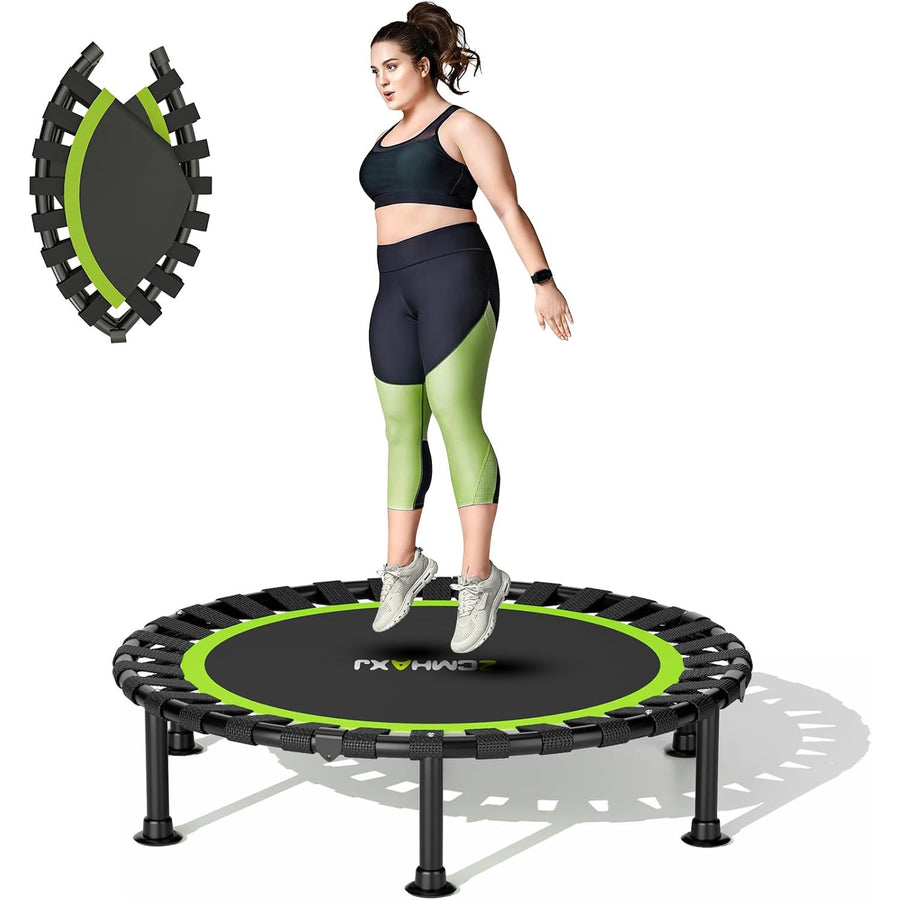 Mini Trampoline 40 Inch Foldable Rebounder 450lbs Adjustable Bar ZCMHAXJ Fitness