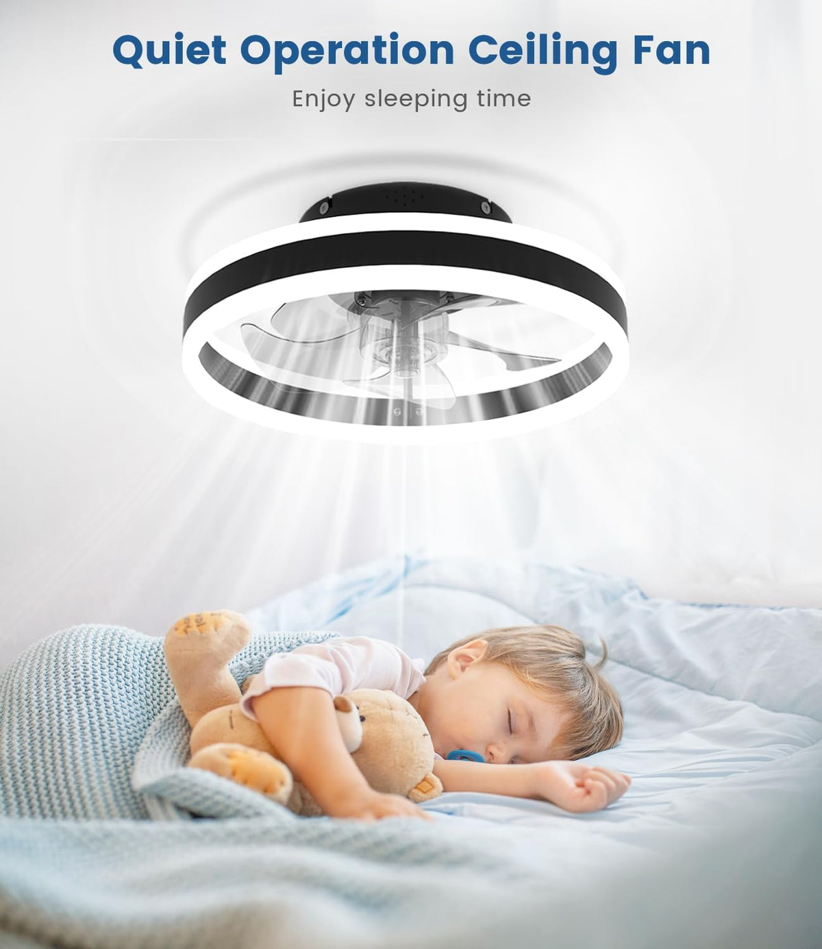 Ceiling Fan with Light 40cm Black Dimmable Remote 6 Speed Reversible Nalezuns