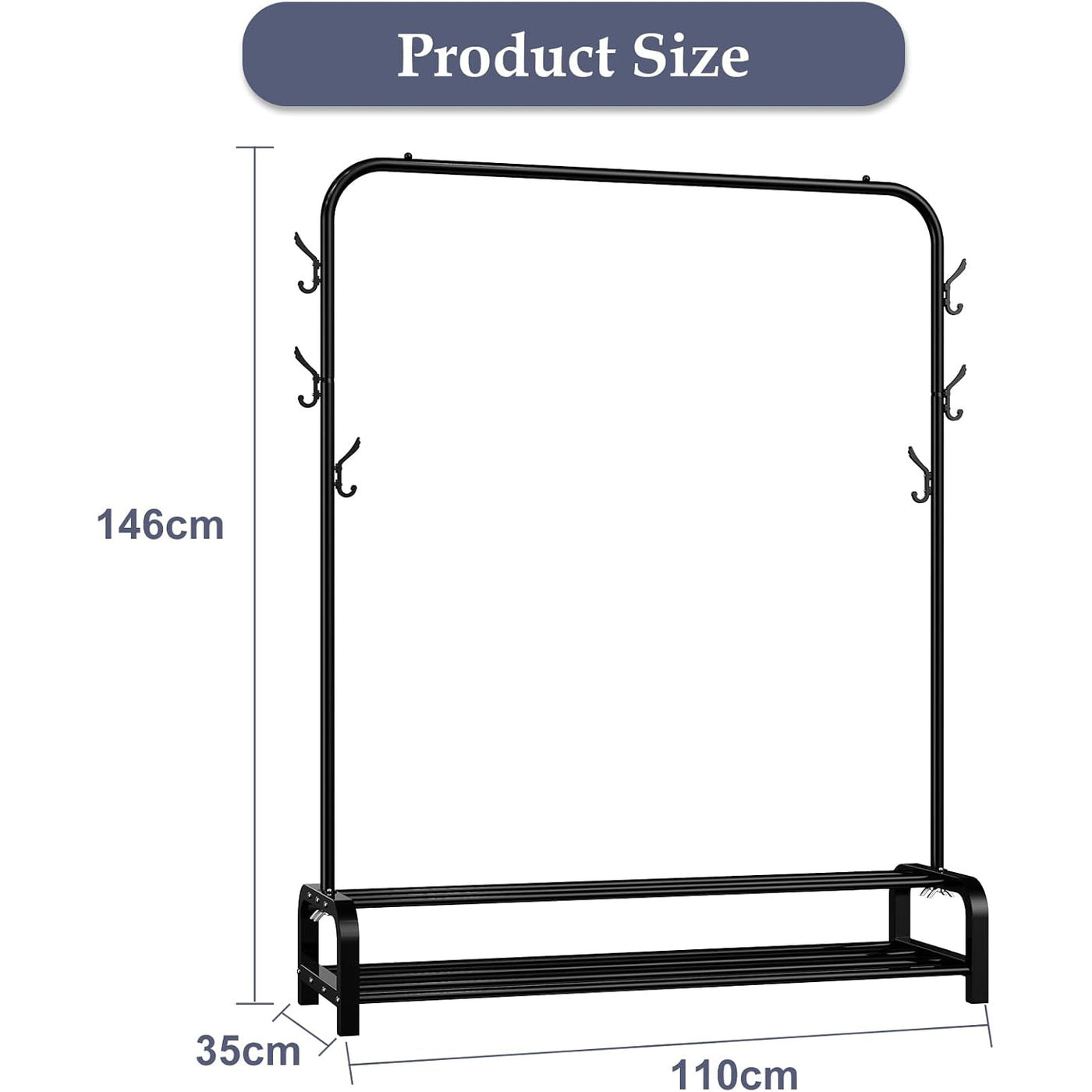 LOEFME Heavy Duty Clothes Rail, Free Standing, Minimalist Design, Portable