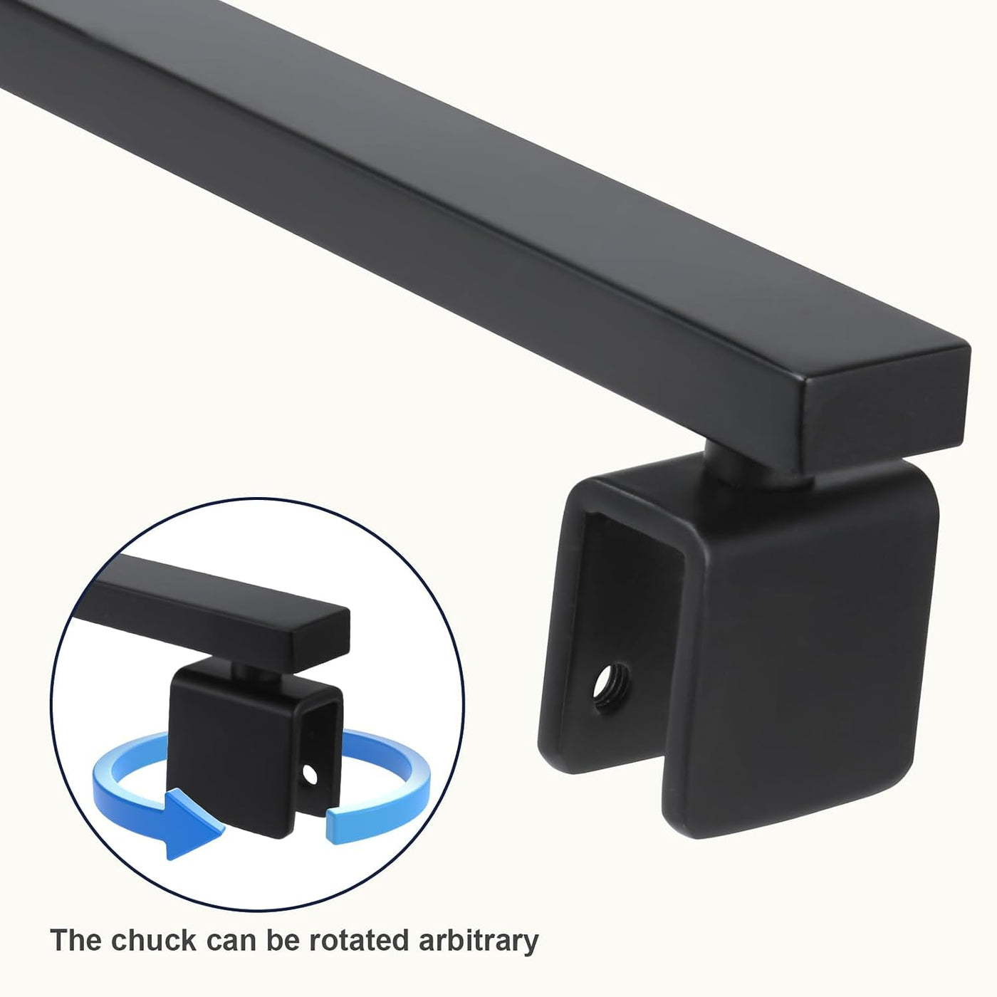 Shower Screen Support Bar 700-1200mm Telescopic Matte Black Square SVNR Stainless