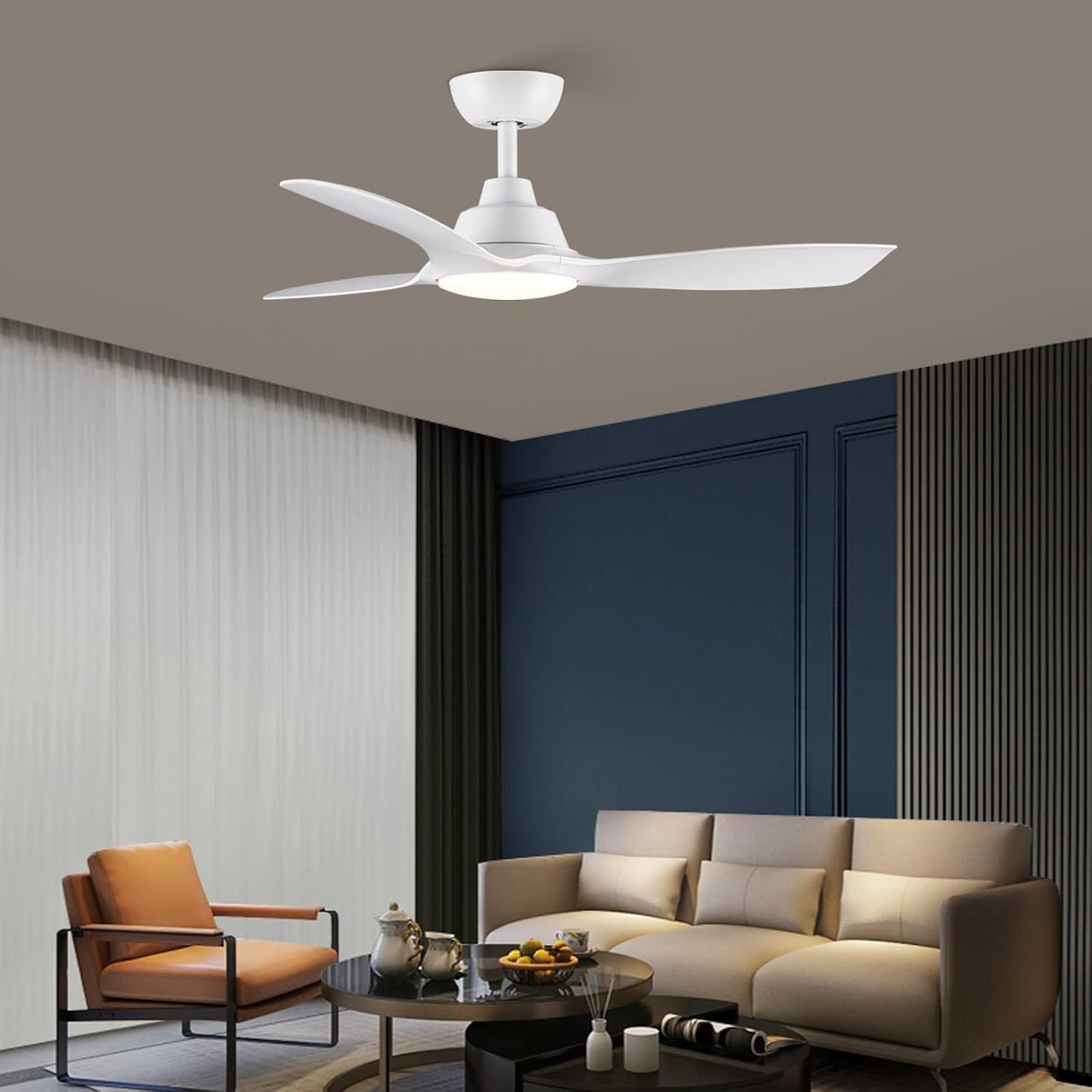 Ceiling Fan With Lights 42 Inch Remote DC Motor White CJOY