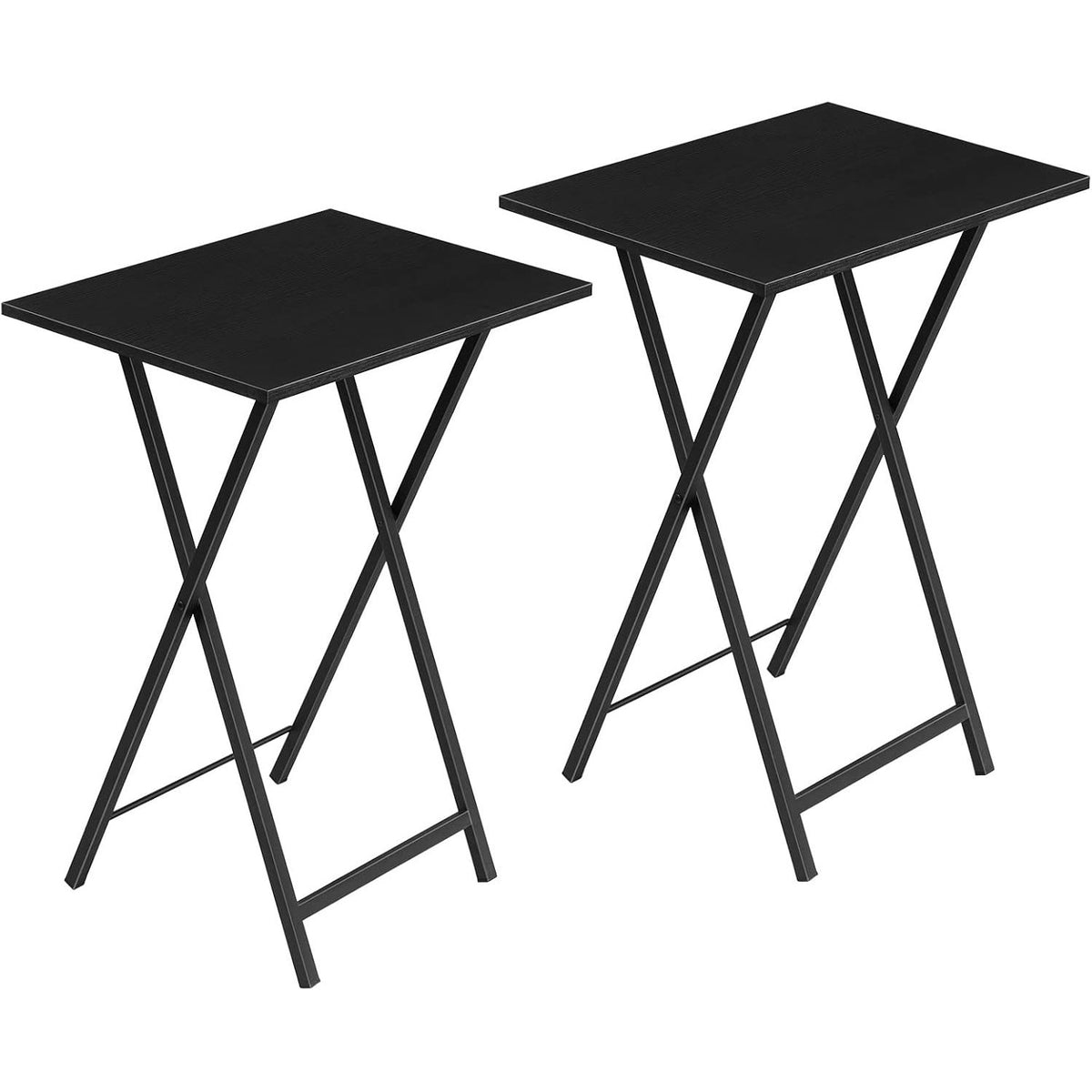 Folding TV Tray Tables Set of 2 Black Metal Frame Sofa Laptop Tables HOOBRO