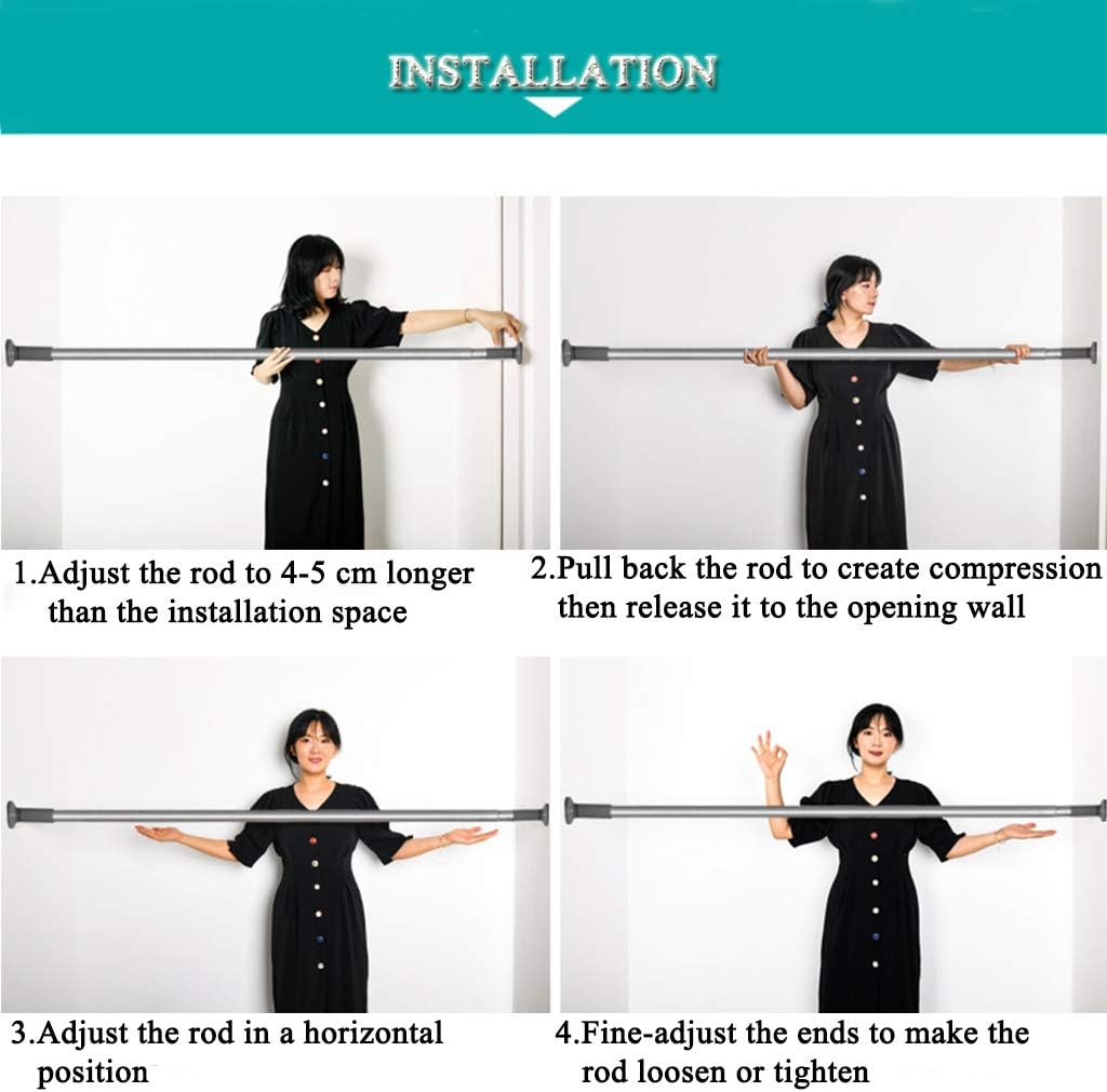 Tension Curtain Rod 278-327cm No Drill Extendable 32mm Heavy Duty Curtain Pole