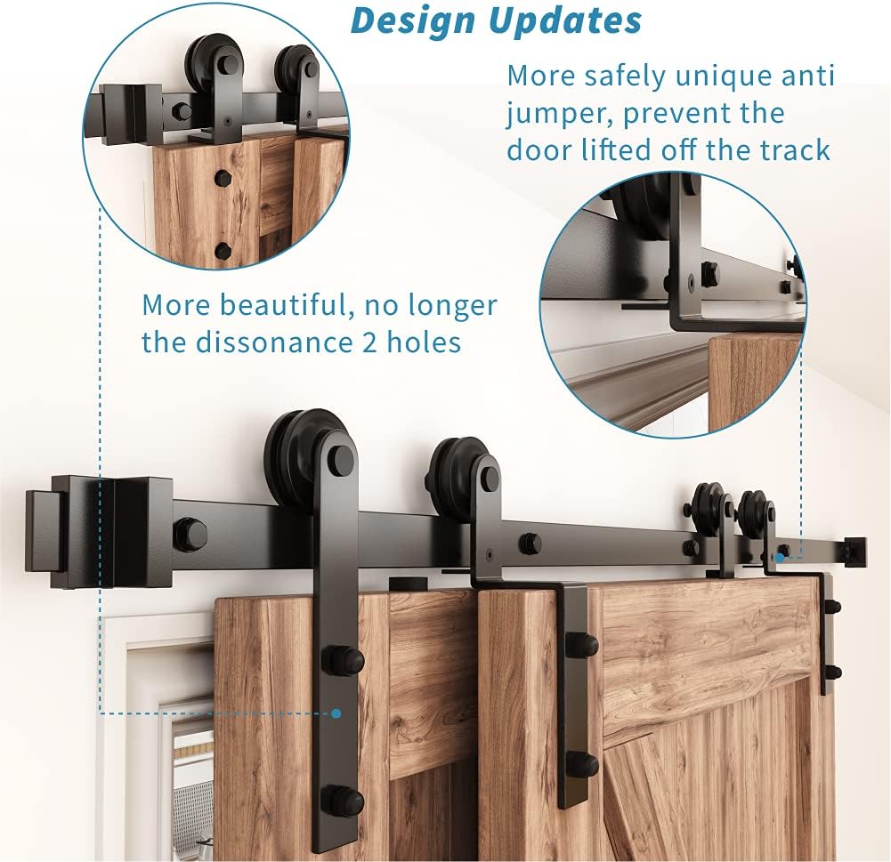 Double Sliding Door Track Kit 183cm Heavy Duty Barn Rail WINSOON