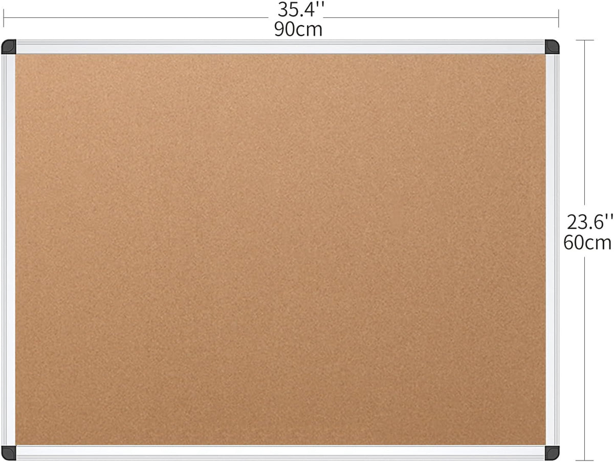 Cork Notice Board, 90x60cm, Silver Aluminium Frame VIZ-PRO