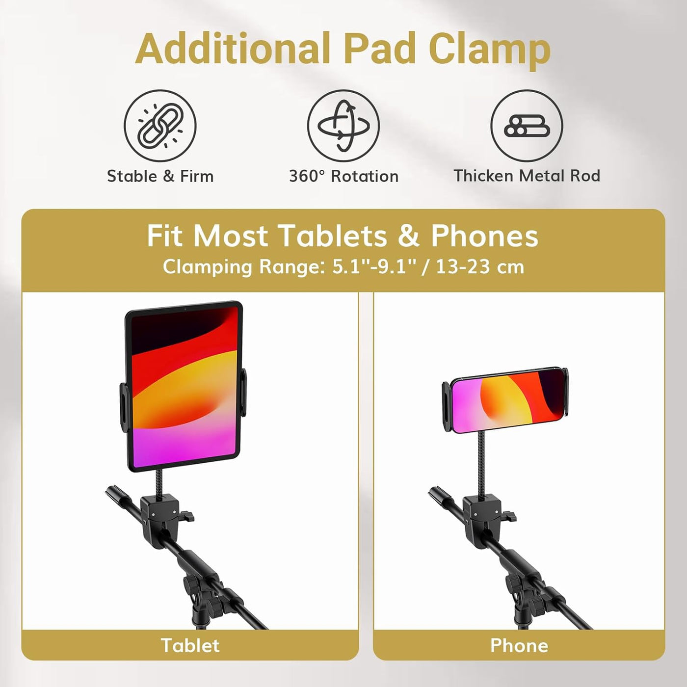 Microphone Stand Tripod Boom Arm Tablet Phone Holder Adjustable TONOR Floor
