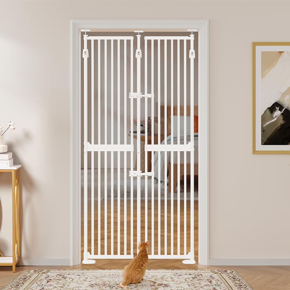 Extra Tall Pet Gate 190-250cm H 85-96cm W Adjustable Pressure Mounted White