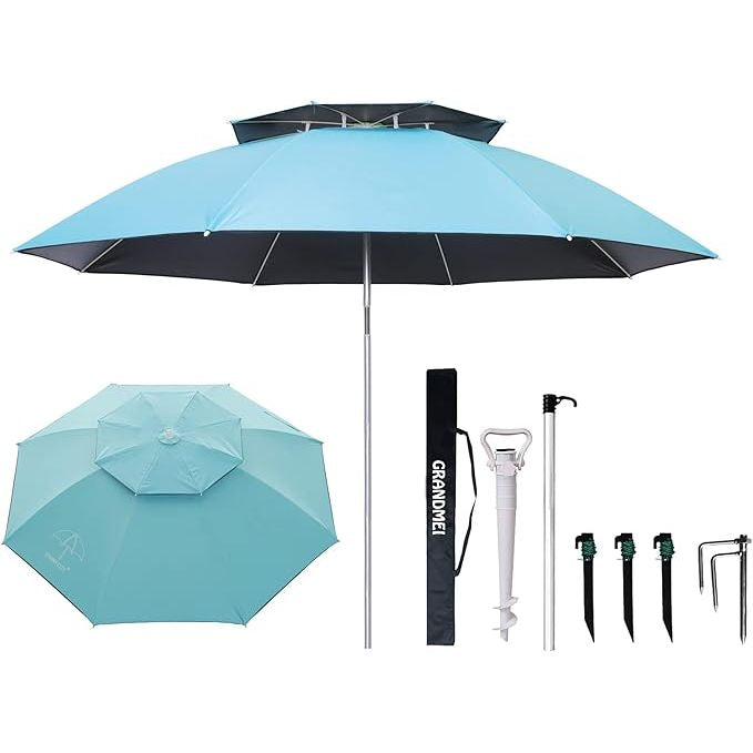 Beach Umbrella 7.2ft Portable Windproof Sun Shade Sand Anchor STARRY CITY