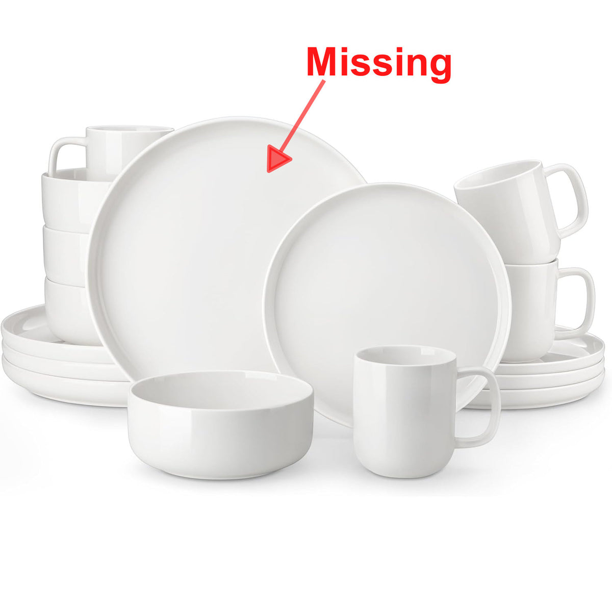 Porcelain Dinner Set 15 Piece Plates Bowls Mugs Tableware for 4 MALACASA Dining