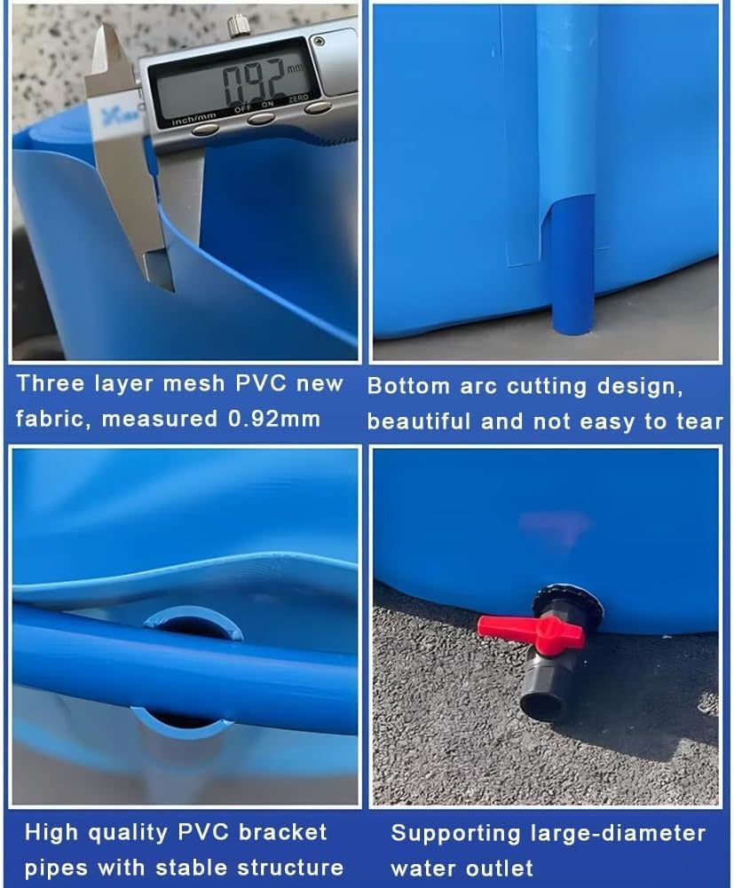 Above Ground Pool 1.5m Round Thick Canvas Fish Pond Outdoor Water Tank Garden