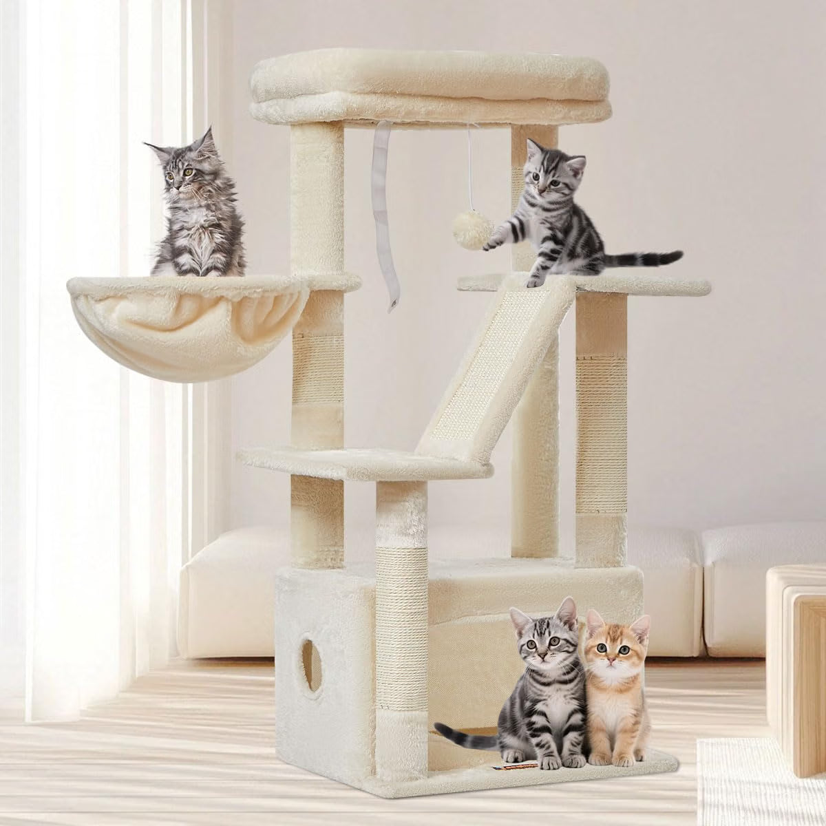 Cat Tree 98cm Small Cat Tower Scratching Climbing Activity Centre Taoqimiao Indoor