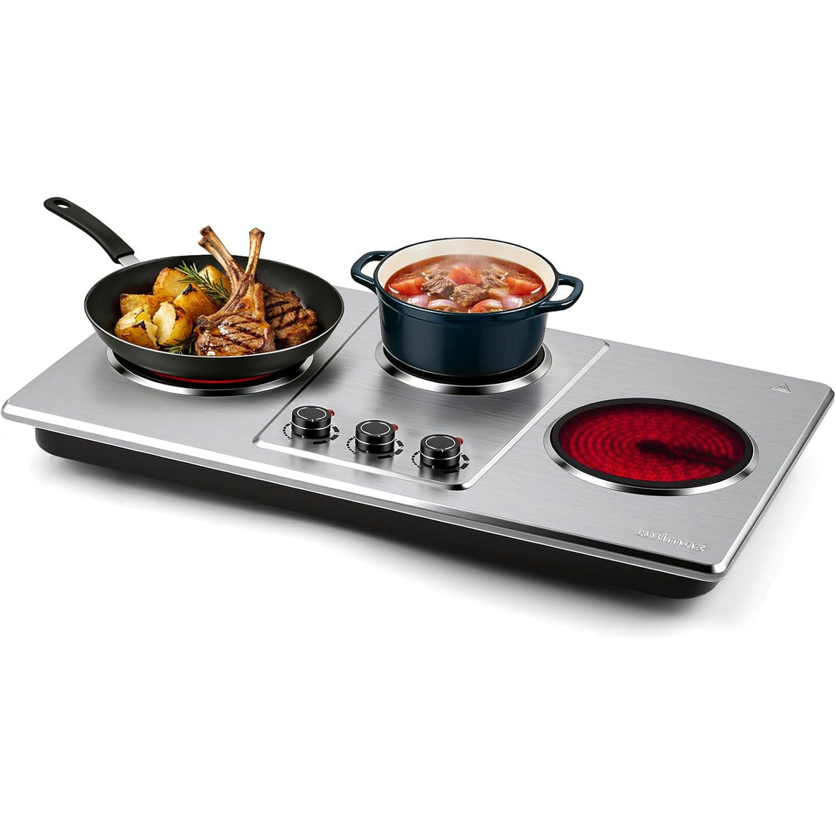 Electric Hob 2700W Triple Burner Infrared Hot Plate Portable Cooker CUSIMAX