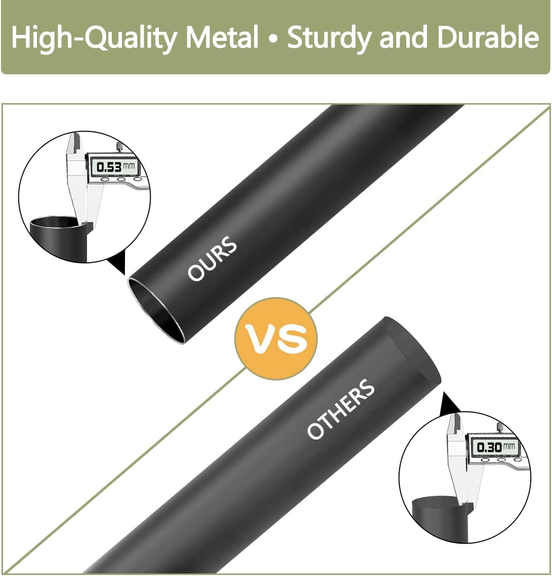 Adjustable Curtain Pole 310-410cm Black Cap Finials Brackets XL