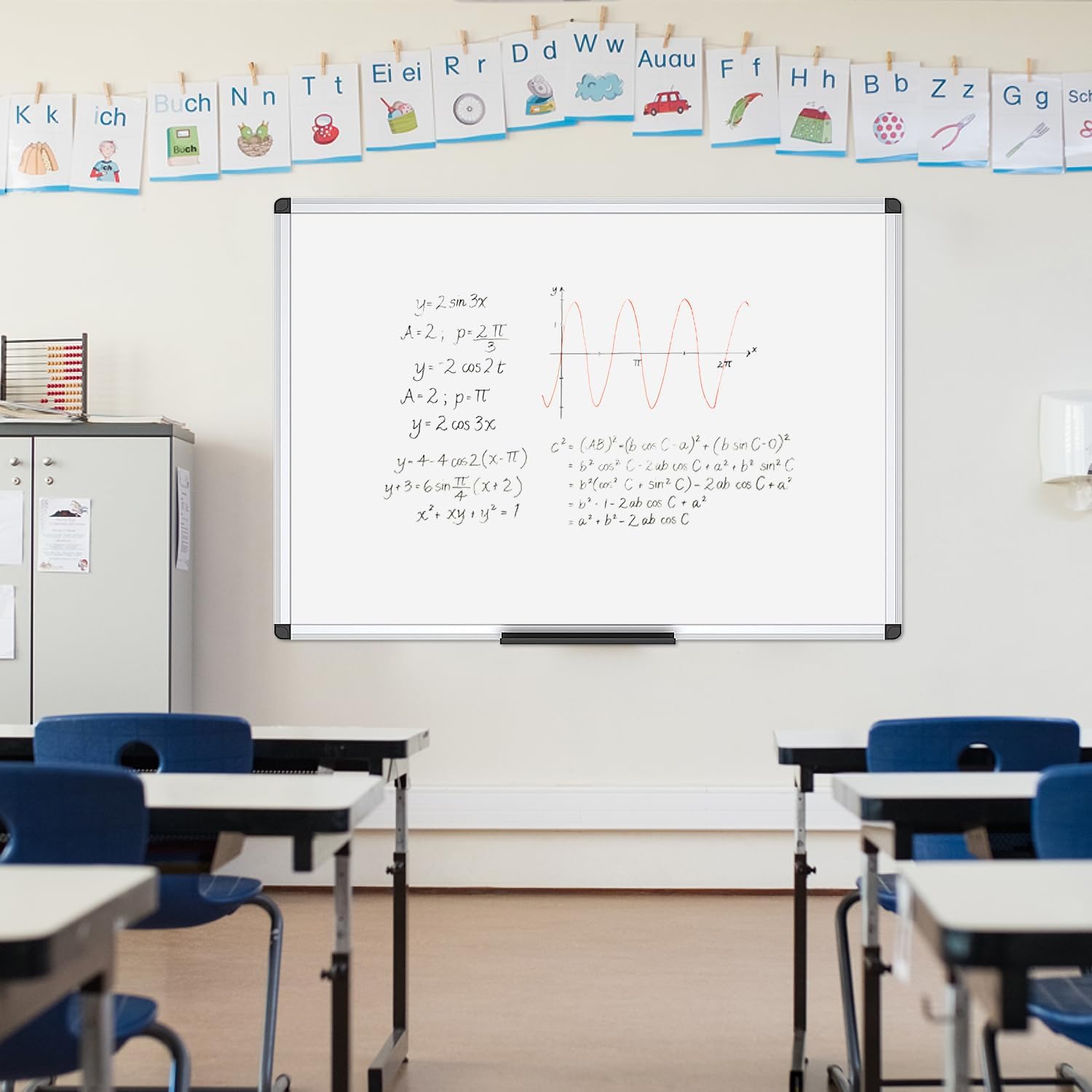 VIZ-PRO Magnetic Whiteboard Silver Aluminium Frame, W90xH60CM