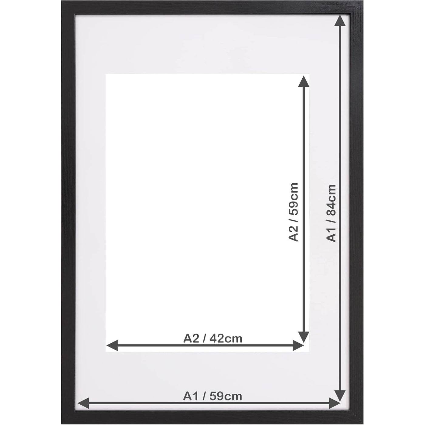 Fabian Clarke London A1 Black Wooden Picture Frame with A2 White Mount