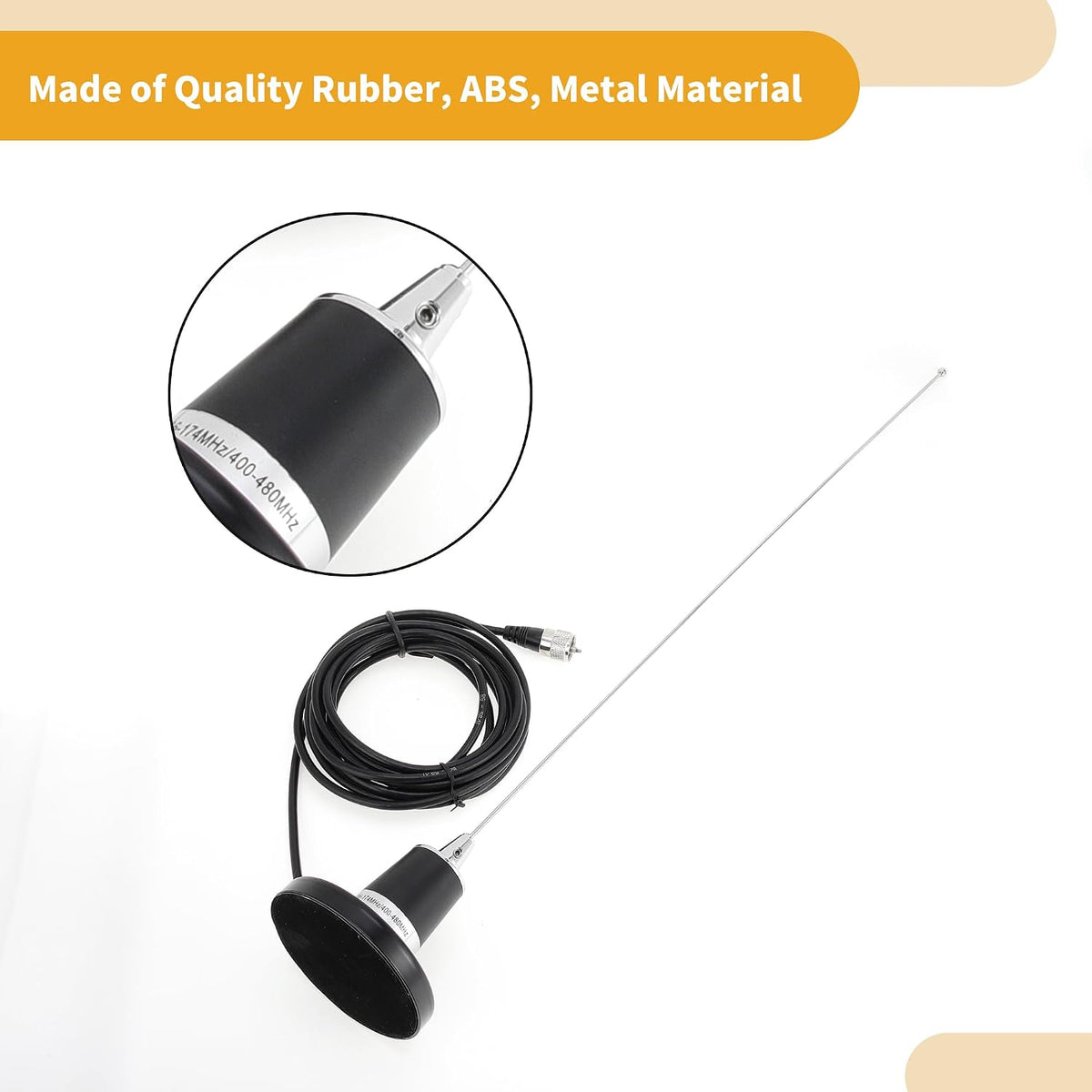 Car Radio Antenna 23.6 Inch Universal Sucker Mount 157.5 Inch Cable Black Aerial