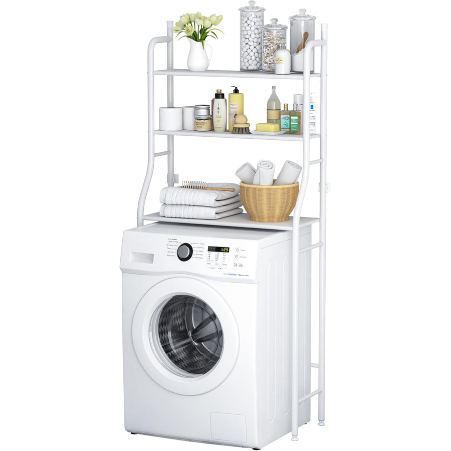 MOYIPIN 3-Tier Drum Washing Machine Storage Rack Space-Saving Bathroom, White