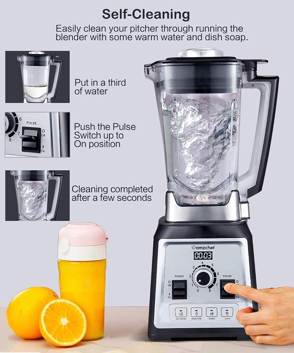 Commercial Blender 2000W 2L High Speed Smoothie Maker 25000RPM AMZCHEF