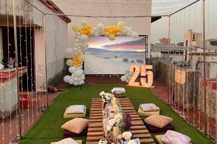 Projector Screen 150 Inch 4K HD Outdoor Stand Foldable Front Rear Movie Projection
