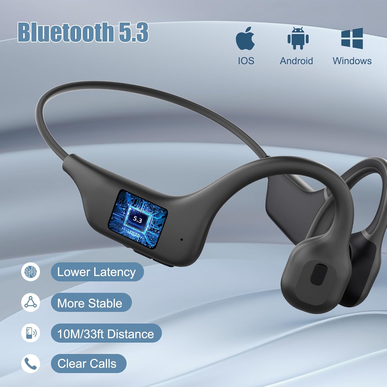 Bone Conduction Headphones Bluetooth 5.3 Open Ear Waterproof Sport IFECCO