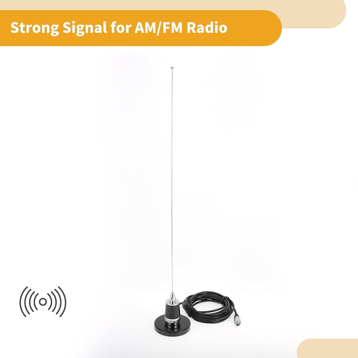 Car Radio Antenna 23.6 Inch Universal Sucker Mount 157.5 Inch Cable Black Aerial