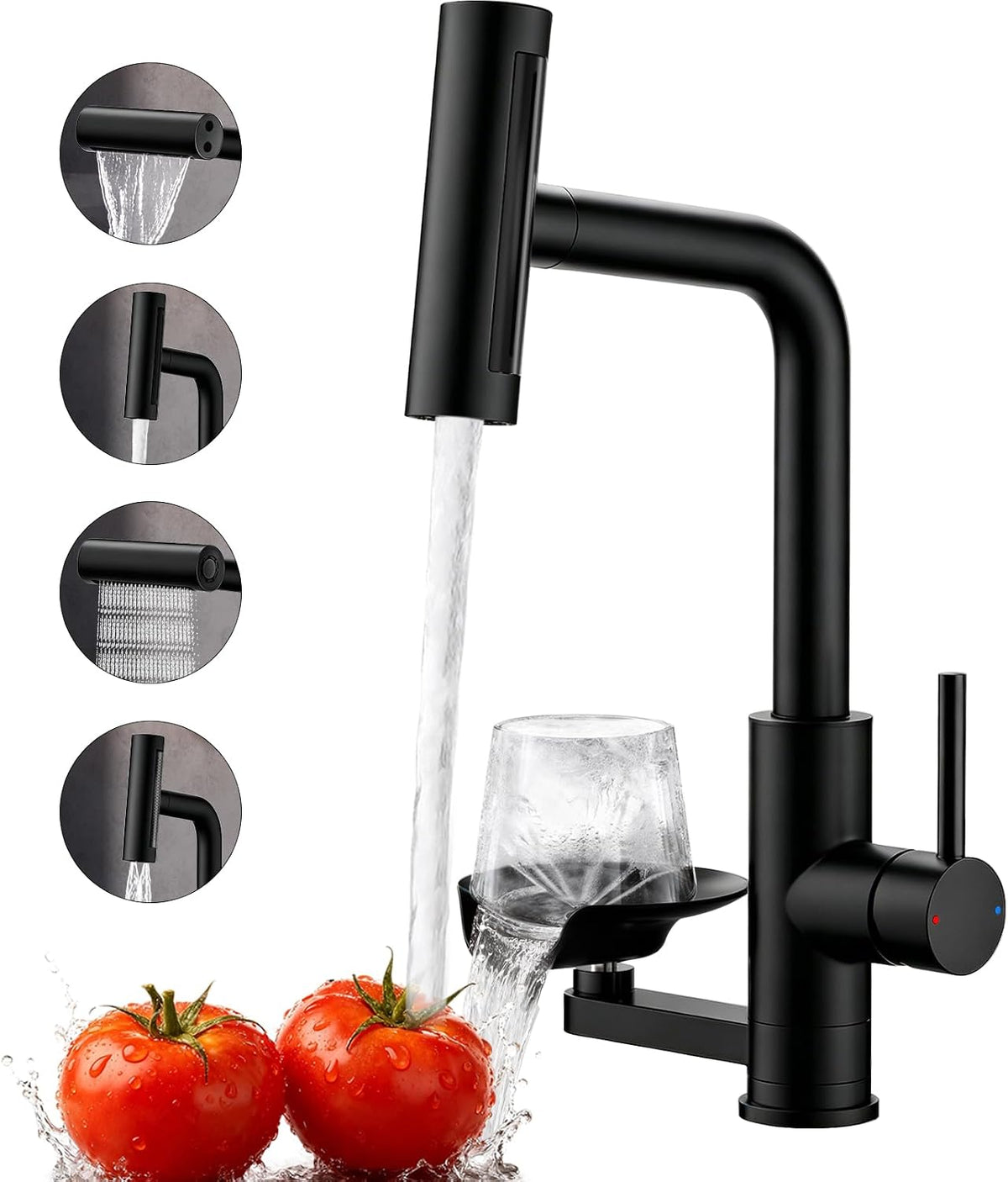 Kitchen Mixer Tap Pull Out Spray 1 Hole Stainless Steel Glass Washer KAIYING