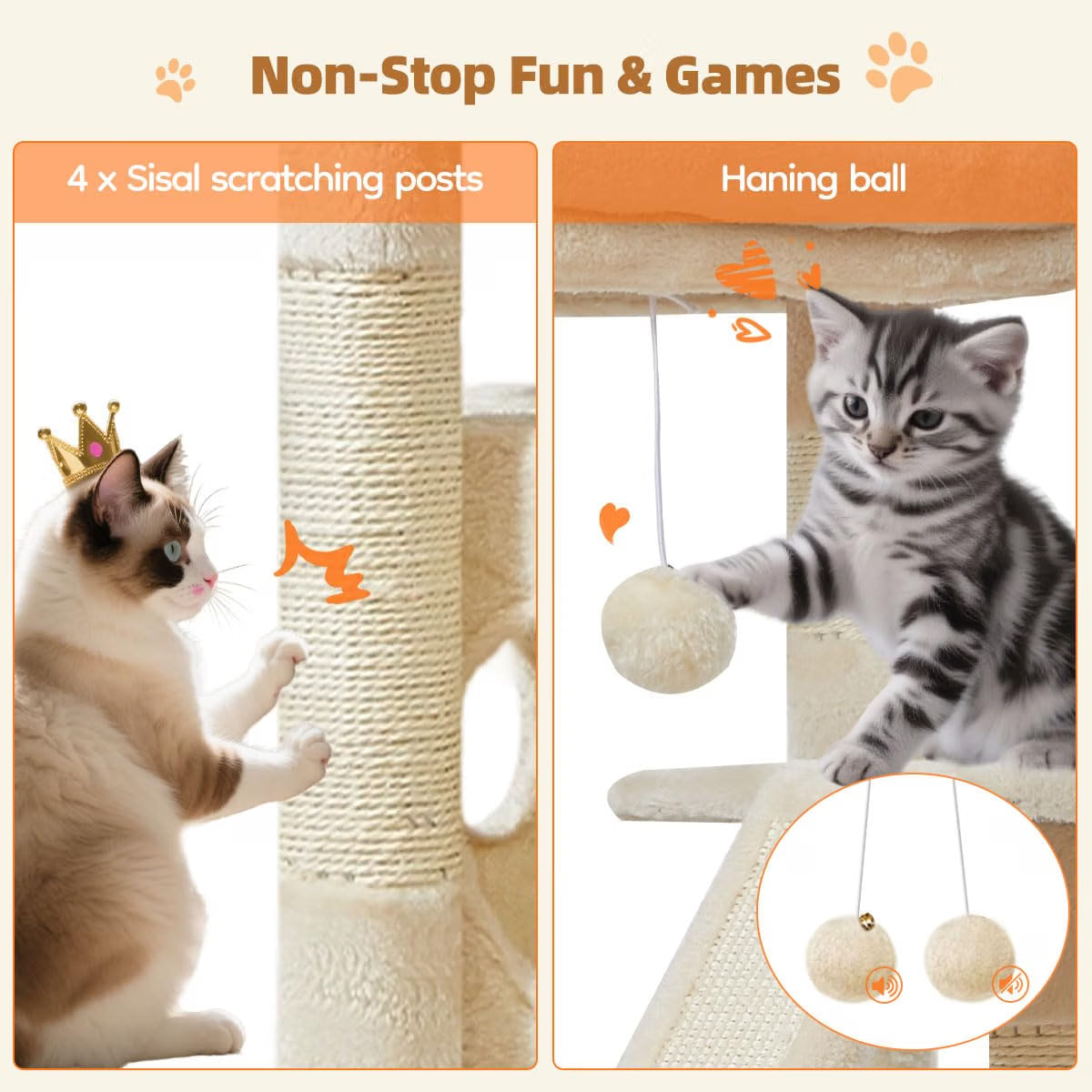 Cat Tree 98cm Small Cat Tower Scratching Climbing Activity Centre Taoqimiao Indoor