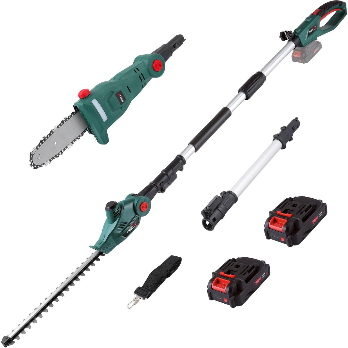 Cordless Pole Saw Hedge Trimmer 20V 2 in 1 2x2.0Ah Batteries POSENPRO Garden Tool