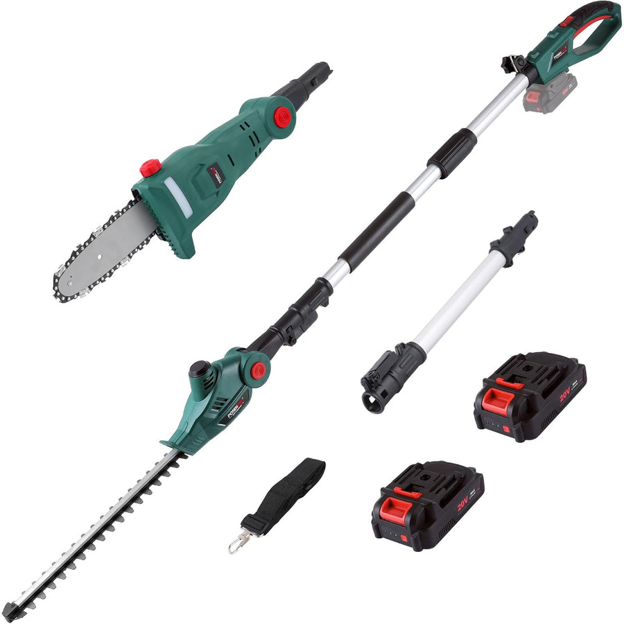 Cordless Pole Saw Hedge Trimmer 20V 2 in 1 2x2.0Ah Batteries POSENPRO Garden Tool