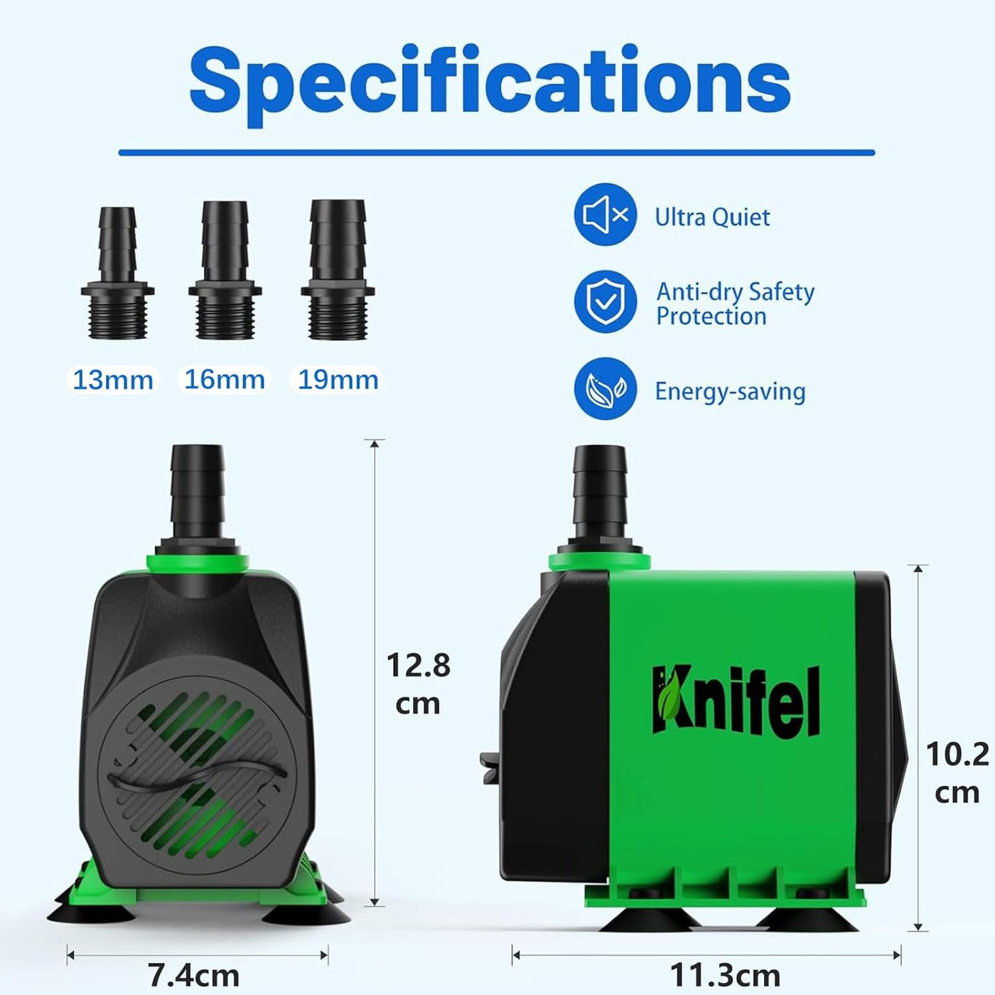Submersible Pump 2500L/H 45W for Fountains and Aquariums Knifel