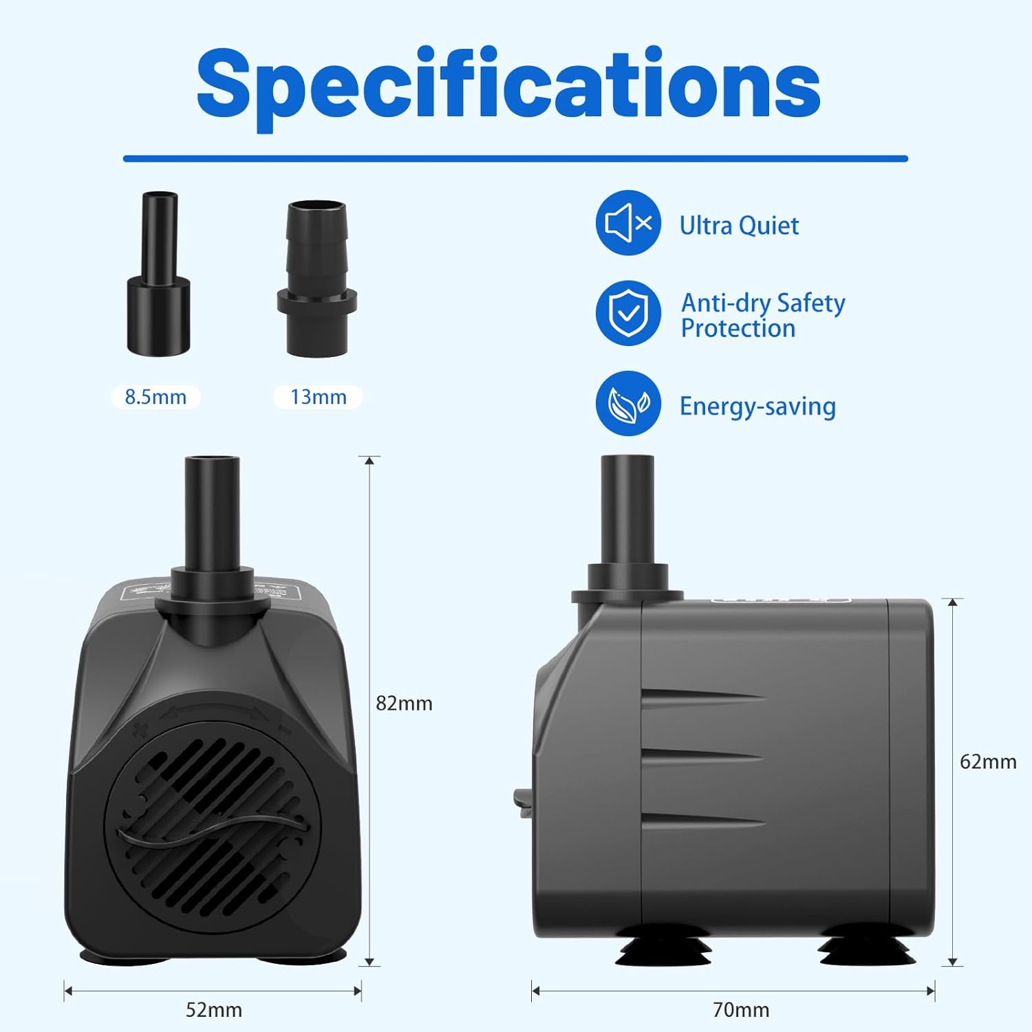 Submersible Water Pump 750L/H 16W Ultra Quiet Fountain Aquarium Pond Knifel