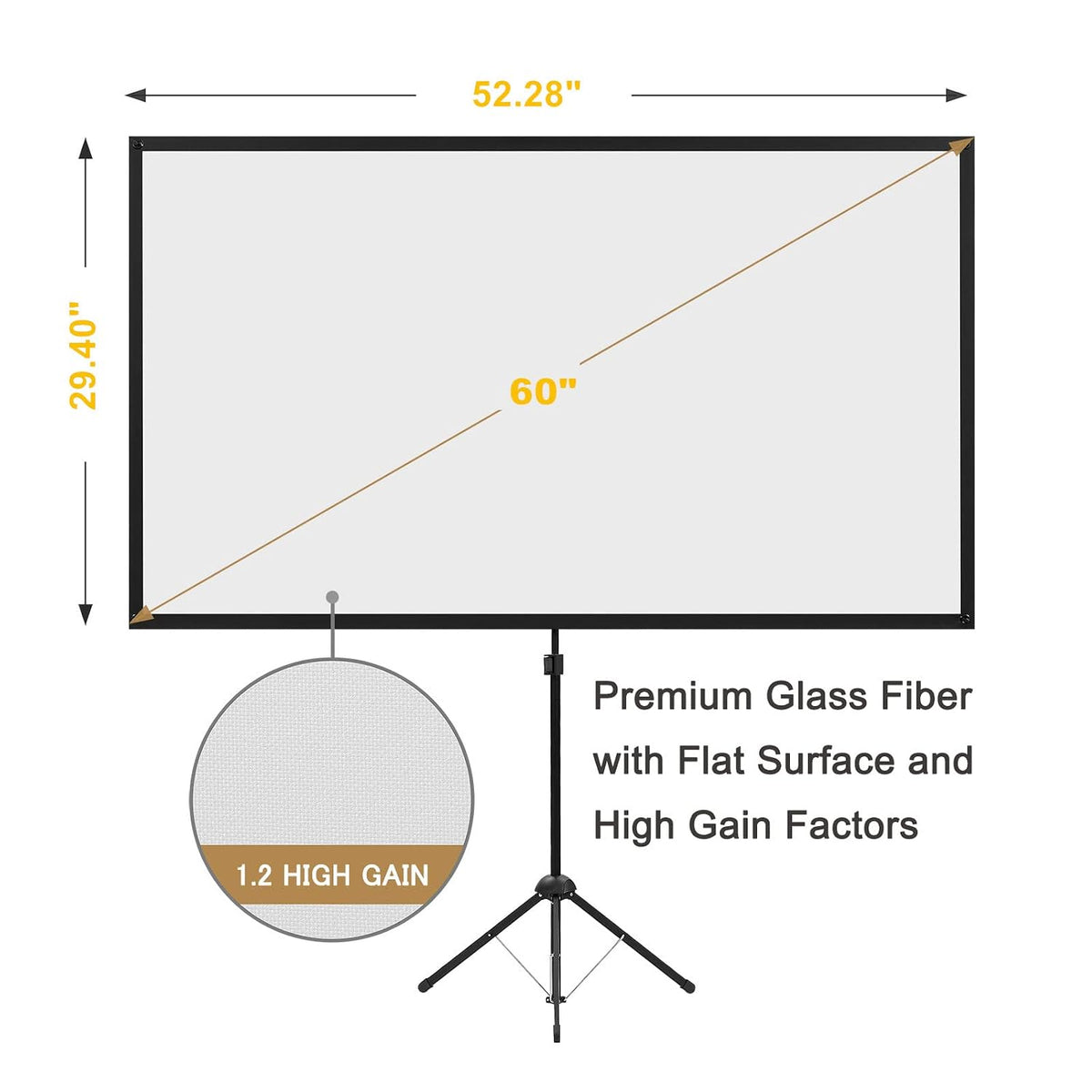 Projector Screen 60 Inch 16:9 Aluminium Frame Portable Outdoor Cinema Stand