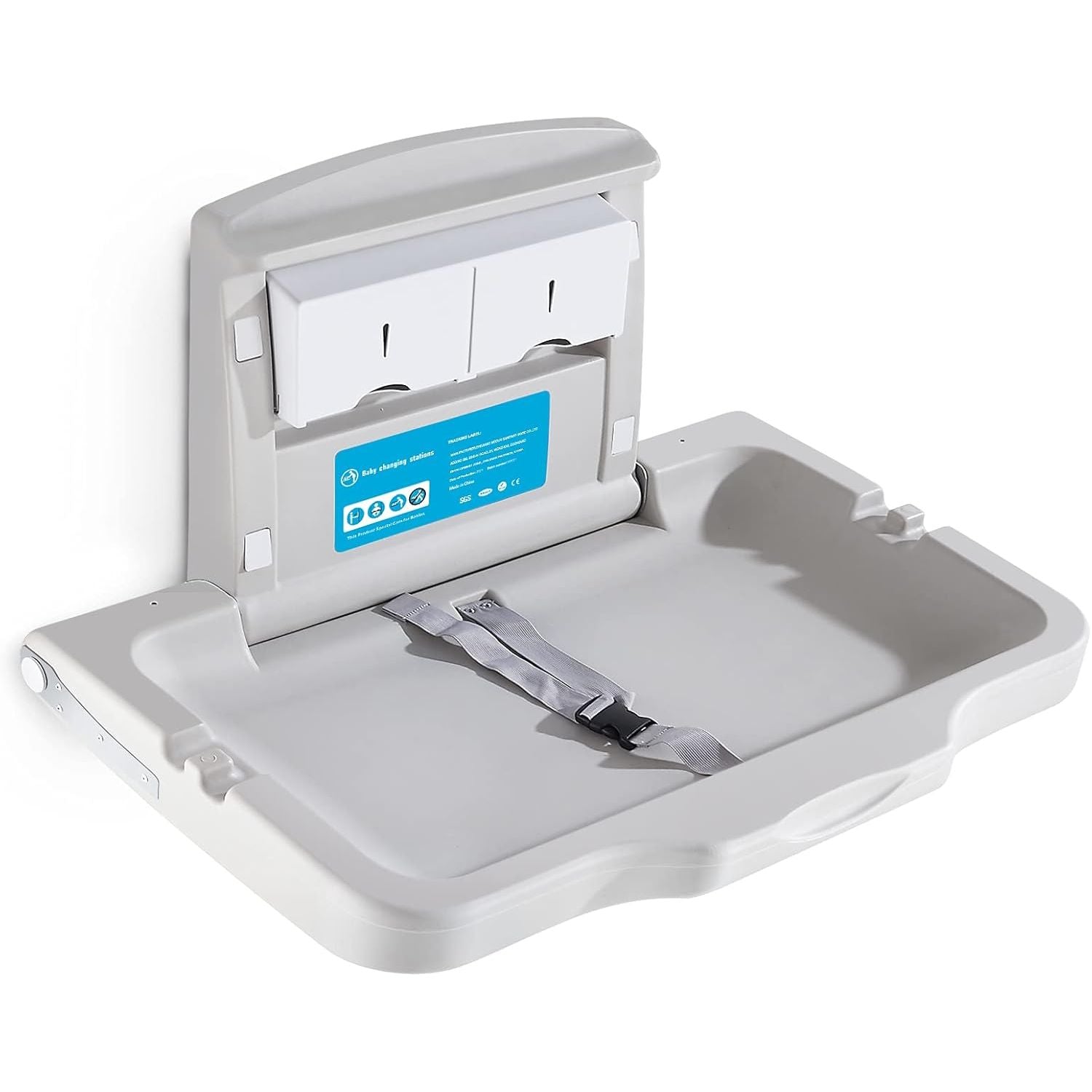 Wall Mounted Baby Changing Station Horizontal Safety Strap Commercial Modunful