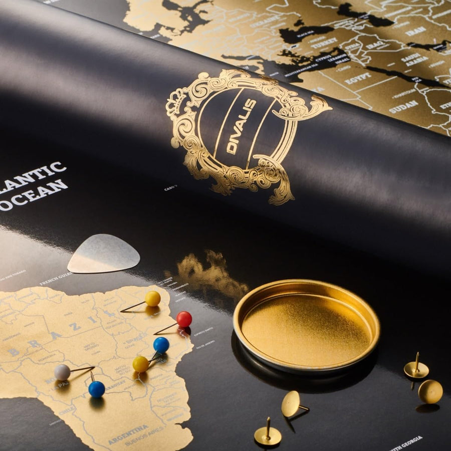 Scratch Off World Map XL Large Travel Poster Scratchable Wall Art Gift Set