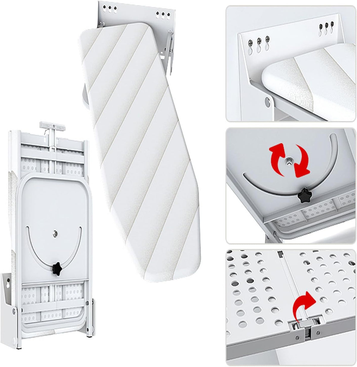 Wall Mounted Ironing Board 95x33cm Foldable 180 Degree Rotating Space Saving