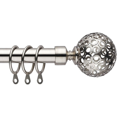 Extendable Curtain Pole 70-120cm Satin Nickel Globe Finials Short Window