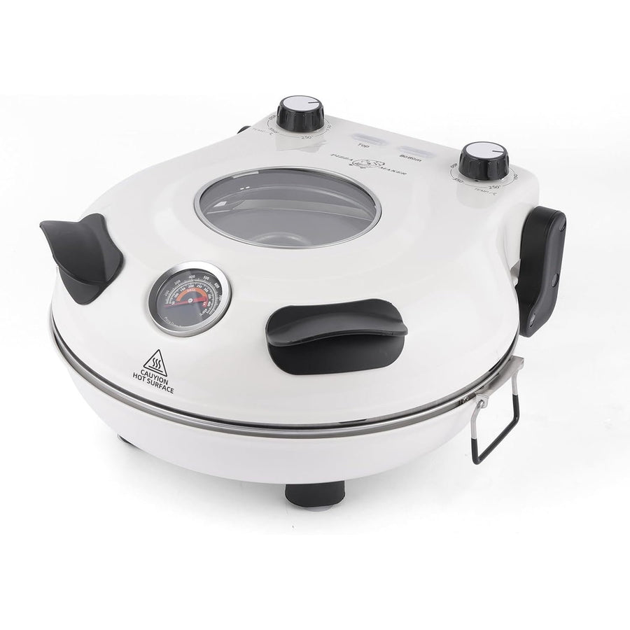 Electric Pizza Oven Indoor 12 Inch Ceramic Stone Countertop Cooker White KLAIF