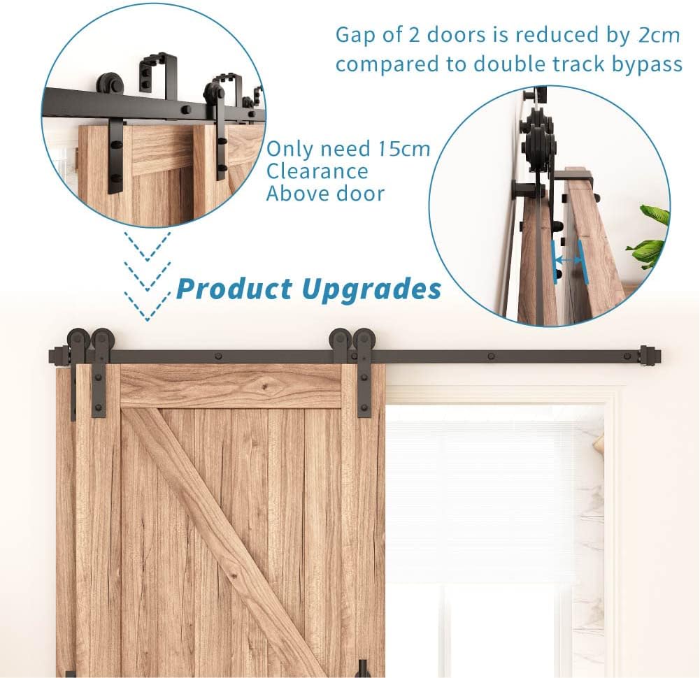 Double Sliding Door Track Kit 183cm Heavy Duty Barn Rail WINSOON