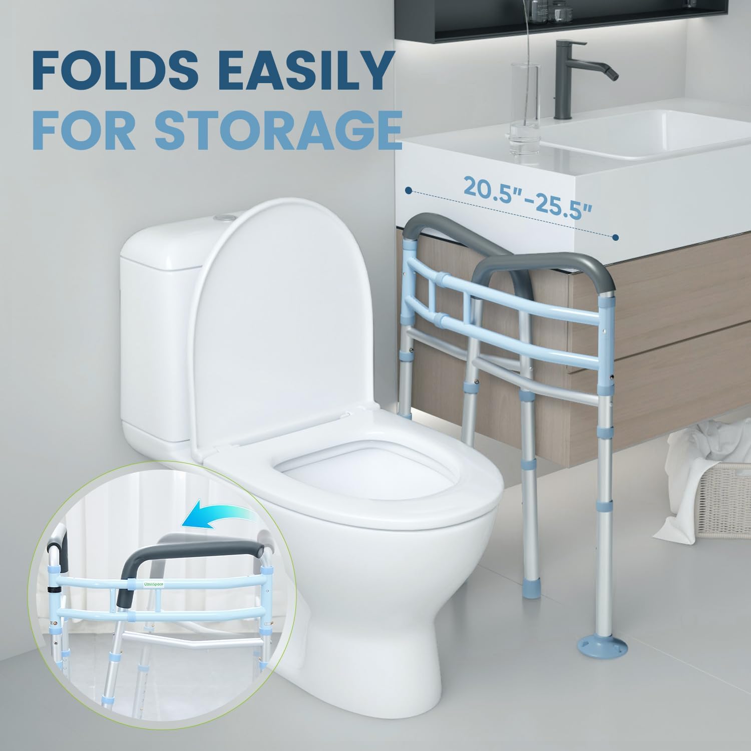 Toilet Safety Rail Stand Alone Heavy Duty Medical Support Frame OasisSpace