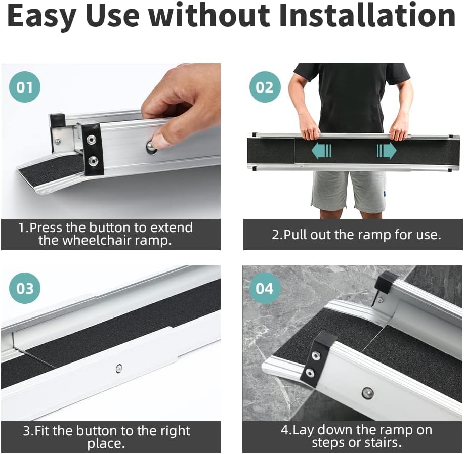 Gardhom 5FT Telescopic Wheelchair Ramps, 272KG Capacity, Adjustable 2PCS Set