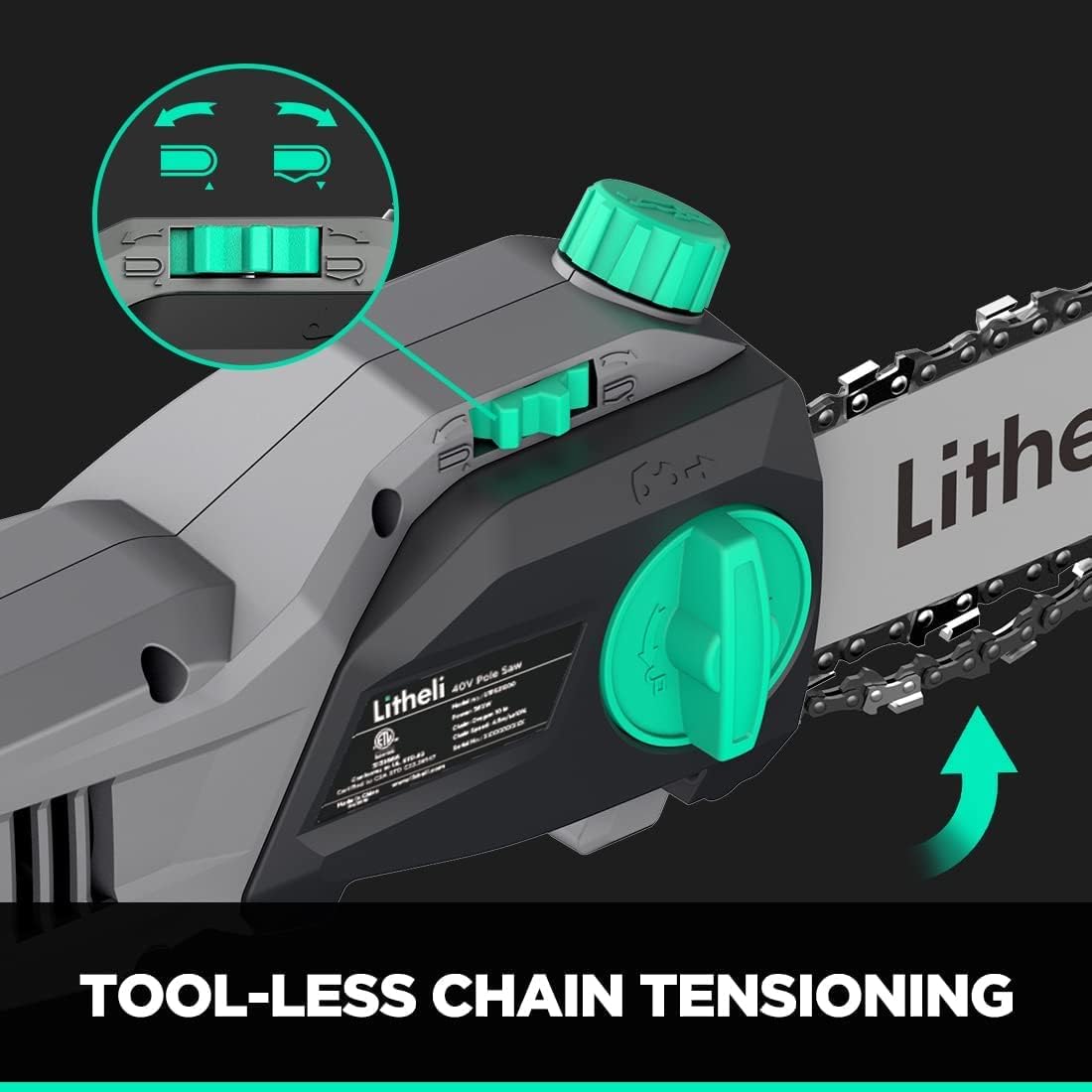 Litheli Cordless Pole Saw 36V, Telescopic Chainsaw 2.6m, 2.0Ah Battery Included