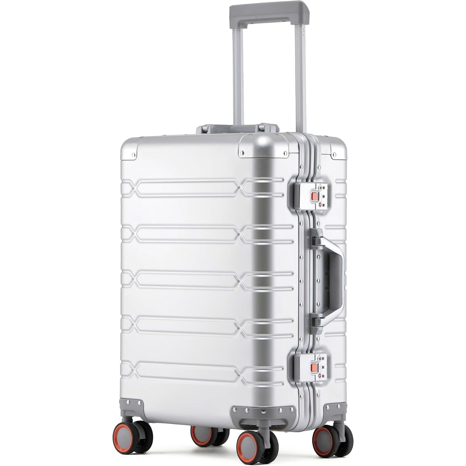 Aluminum Carry On Luggage 20 Inch Hard Shell TSA Lock Silver Simcat Suitcase