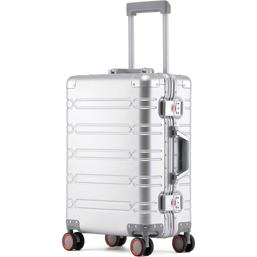 Aluminum Carry On Luggage 20 Inch Hard Shell TSA Lock Silver Simcat Suitcase
