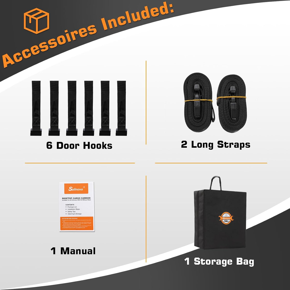 Car Roof Bag 20 Cu Ft Waterproof Cargo Carrier Door Hooks Sailnovo Rooftop Travel