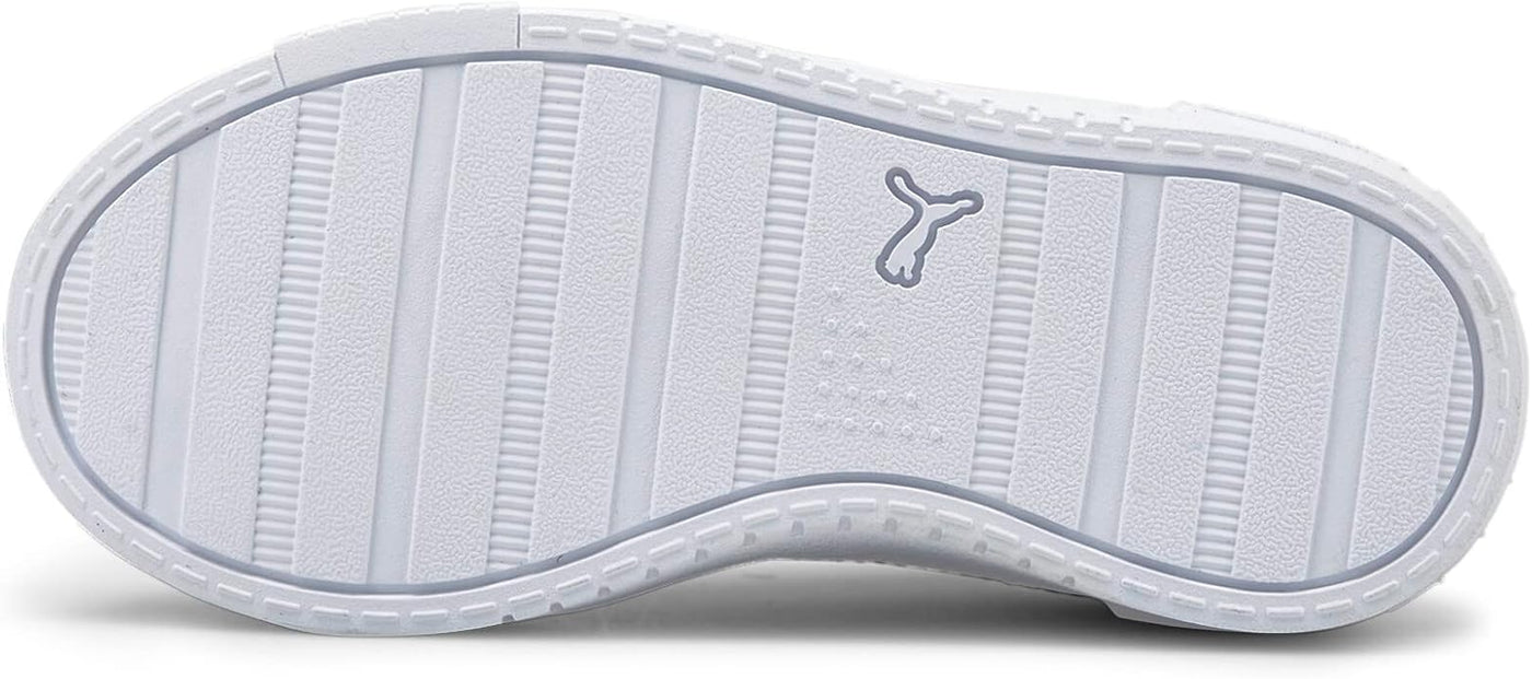 White sneaker sole with brand logo on a white background