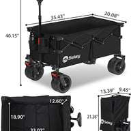 Sekey 135L Folding Trolley, All-Terrain Wheels, Brake, 150KG Load, Black Wagon