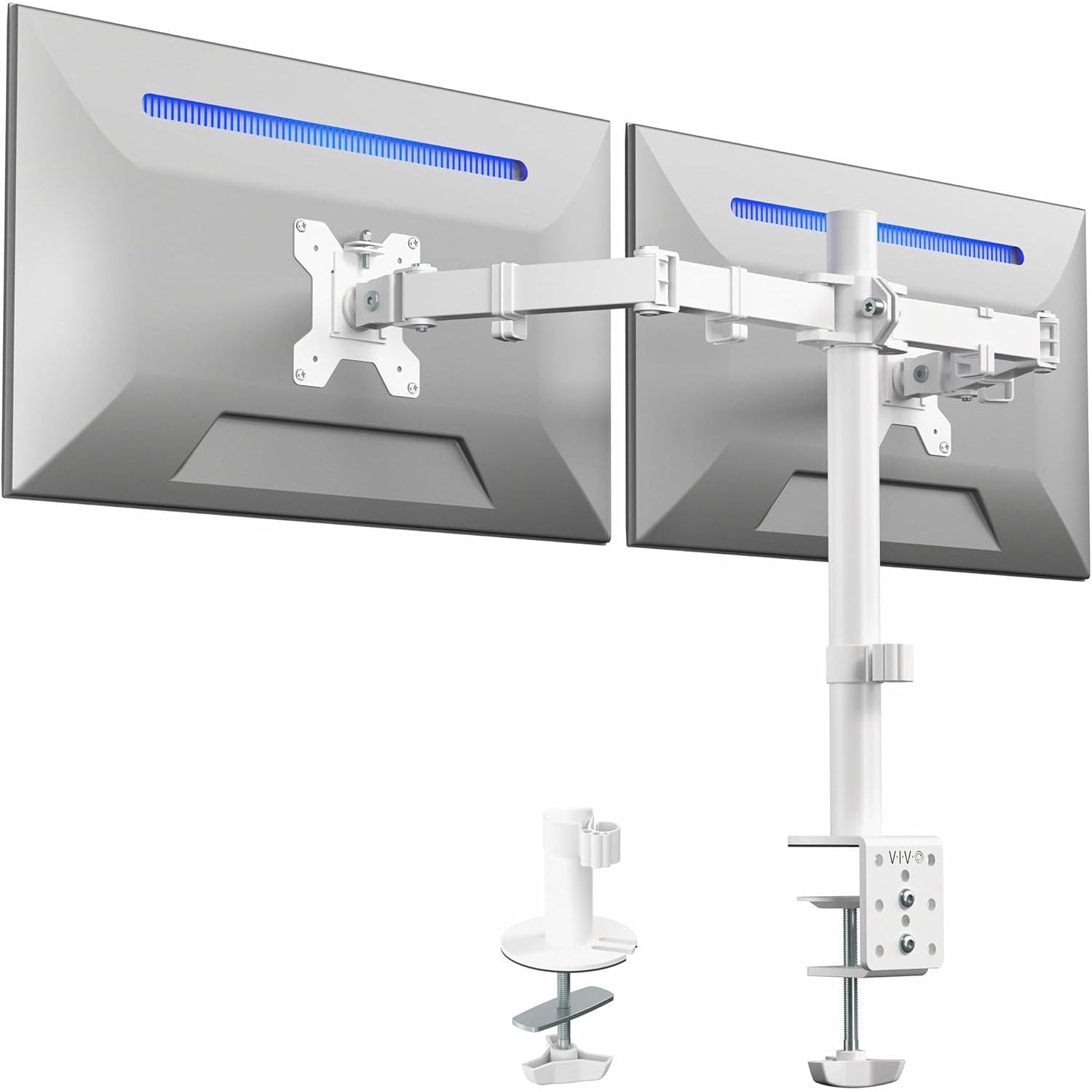 Dual Monitor Desk Mount 13-27 Inch Heavy Duty Adjustable White VIVO