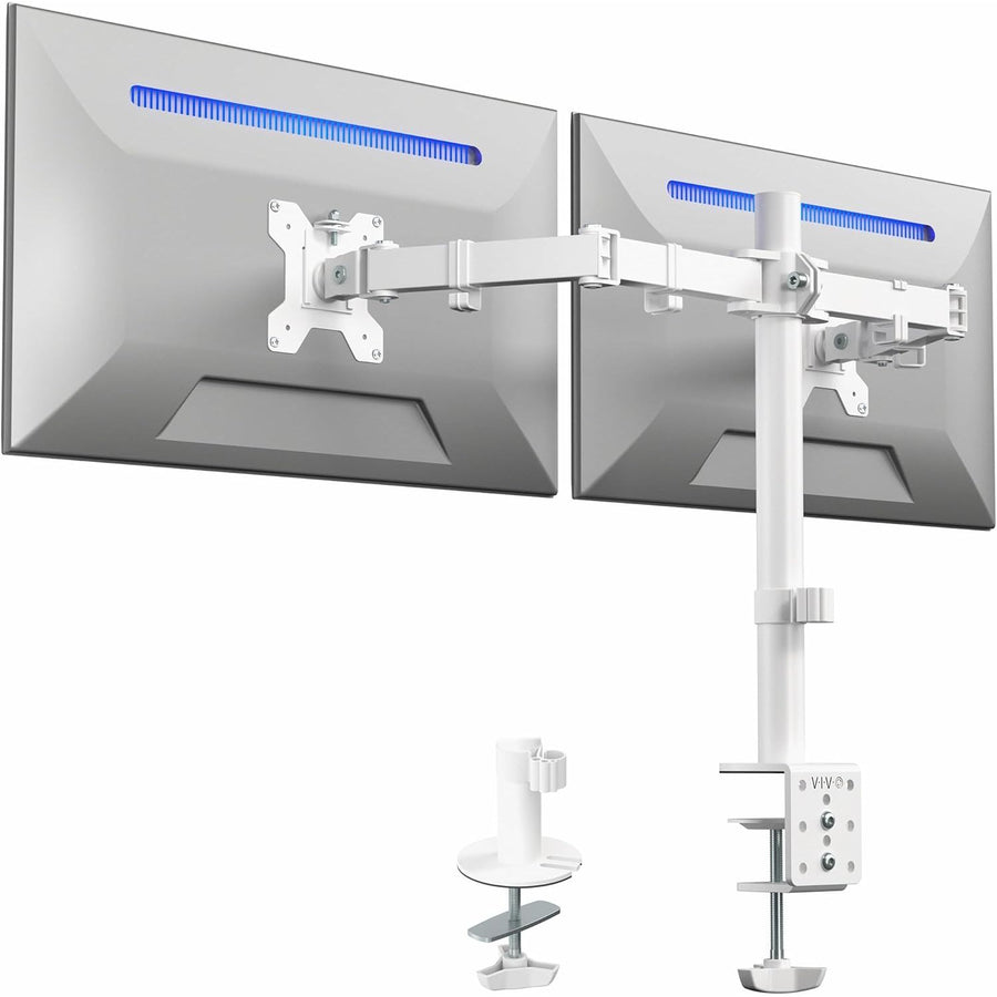 Dual Monitor Desk Mount 13-27 Inch Heavy Duty Adjustable White VIVO